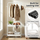 Heavy-Duty Laundry Cart with Hanging Rod and 2 Storage Baskets for Bedroom