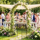Metal Garden Arch with Gate and Safety Latch - 79" H