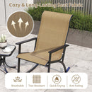 Heavy-Duty Rocking Bistro Chairs and Table Set with High Backrest and Wood-Plastic Tabletop-Brown