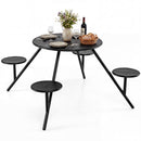 Round Picnic Table for 4 with Umbrella Hole and Iron Seats