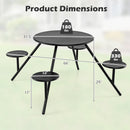 Round Picnic Table for 4 with Umbrella Hole and Iron Seats
