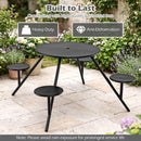 Round Picnic Table for 4 with Umbrella Hole and Iron Seats