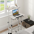 Mobile Standing Desk Height-Adjustable Laptop Cart with Split Top and Hanging Hooks