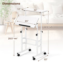 Mobile Standing Desk Height-Adjustable Laptop Cart with Split Top and Hanging Hooks