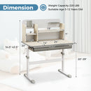 Height Adjustable Kids Study Desk with Tilt Desktop for 3-12 Years Old-Gray
