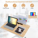 Height Adjustable Mobile Standing Desk with Detachable Holde-Natural