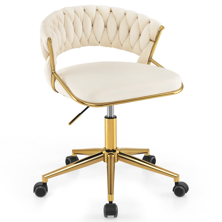 360¬∞ Height Adjustable Swivel Upholstered Desk Computer Chair with Hand-woven Back