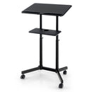Mobile Lectern Podium Height-adjustable Rolling Laptop Cart with Tilting Top Storage Tray