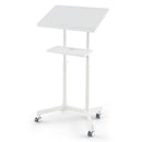 Mobile Lectern Podium Height-adjustable Rolling Laptop Cart with Tilting Top Storage Tray