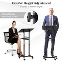 Mobile Lectern Podium Height-adjustable Rolling Laptop Cart with Tilting Top Storage Tray