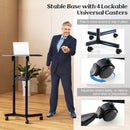 Mobile Lectern Podium Height-adjustable Rolling Laptop Cart with Tilting Top Storage Tray