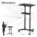Mobile Lectern Podium Height-adjustable Rolling Laptop Cart with Tilting Top Storage Tray
