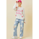 Hello Darling Flower Trim Sweater | Comfy Vintage Knit Sweatshirt [Size SM Remaining]