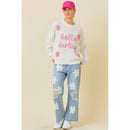 Hello Darling Flower Trim Sweater | Comfy Vintage Knit Sweatshirt [Size SM Remaining]