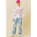 Hello Darling Flower Trim Sweater | Comfy Vintage Knit Sweatshirt [Size SM Remaining]