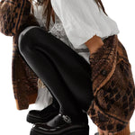 High Heel Jungle Liquid Mercury Tights in Tan or Black [Sizes SM-ML]