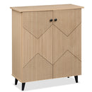 2-Door Geometric Shoe Cabinet with Carved Panels