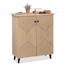 2-Door Geometric Shoe Cabinet with Carved Panels