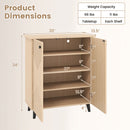 2-Door Geometric Shoe Cabinet with Carved Panels
