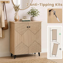 2-Door Geometric Shoe Cabinet with Carved Panels