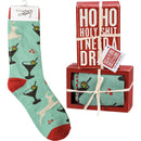 Ho Ho Holy Shit I Need A Drink Box Sign And Sock Giftable Set | Holiday Gift Set