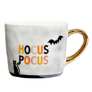 Hocus Pocus Cozy Gold Handle Mug | Halloween Themed Stoneware Coffee Tea Cup | 15oz.