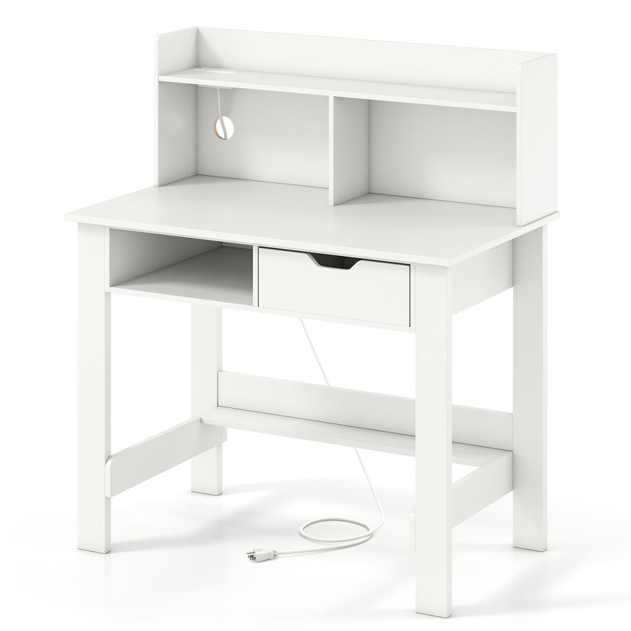 Home Office Computer Desk with Storage Shelves and Drawer Ideal for Working and Studying