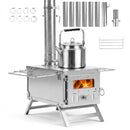 Portable Wood Burning Tent Stove with 7 Chimney Pipes