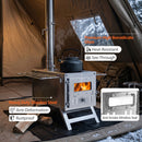 Portable Wood Burning Tent Stove with 7 Chimney Pipes