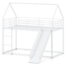 House-shaped Metal Twin Over Twin Low Bunk Bed-Black