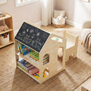 House-shaped Wooden Activity Kids Table Chair Set-Natural