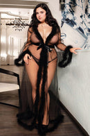 Plus Size Deluxe Marabou Trim Robe