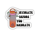 Hydrate Before You Diedrate Glossy Die Cut Vinyl Sticker 2.95in x 2.24in