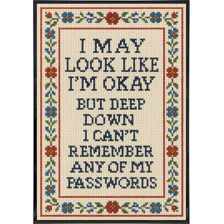 I May Look Like I'm Okay Needlepoint Poster Print