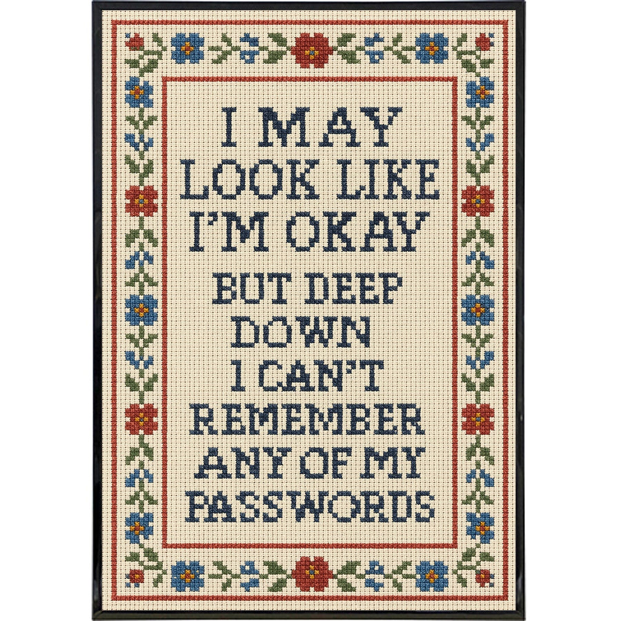 I May Look Like I'm Okay Needlepoint Poster Print