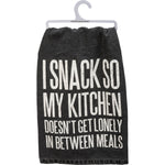 I Snack So My Kitchen Doesn't Get Lonely Dish Cloth Towel | Novelty Silly Tea Towels | Hilarious Kitchen Hand Towel | 28" x 28"