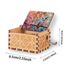 Personalized Music Box with Name - Kawaii Owl Perched on Cherry Blossom Branch with Glowing Teal Bokeh Background - Hand-Crank Wooden Music Box Plays You Are My Sunshine - Nature Spring Gift