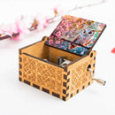 Personalized Music Box with Name - Kawaii Owl Perched on Cherry Blossom Branch with Glowing Teal Bokeh Background - Hand-Crank Wooden Music Box Plays You Are My Sunshine - Nature Spring Gift