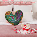 Personalized Hummingbird Heart Pillow with Name | Stained Glass Rainbow Wings, Golden Roses, Emerald Vines | Custom Gift for Hummingbird Lovers