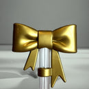 Gold Metallic 3D Bow Straw Topper