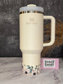 CREAM PINK POPPIES Tumbler Boot -Fall fits 20-40oz