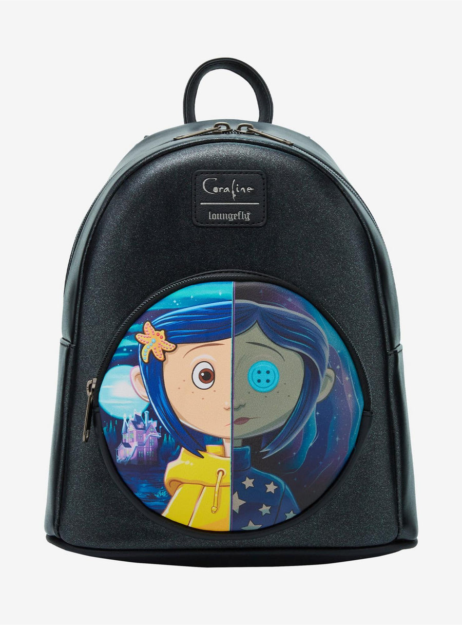 Loungefly x Coraline Split Face Iridescent Mini Backpack
