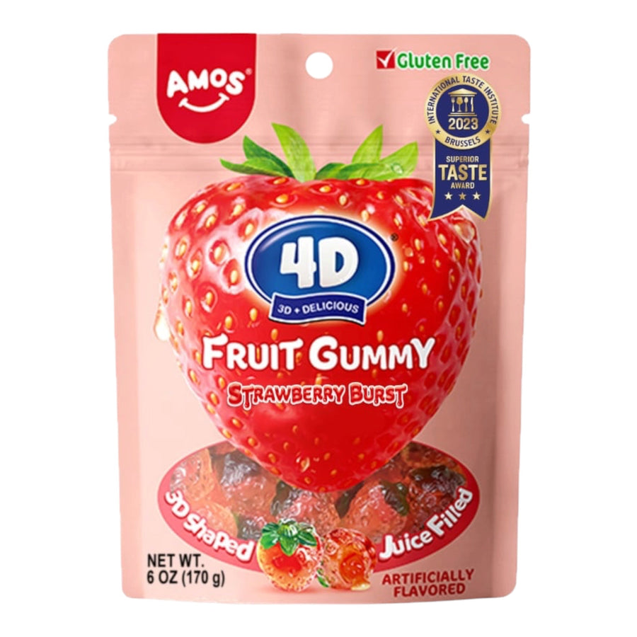 AMOS 4D Fruit Gummy Strawberry (6oz)