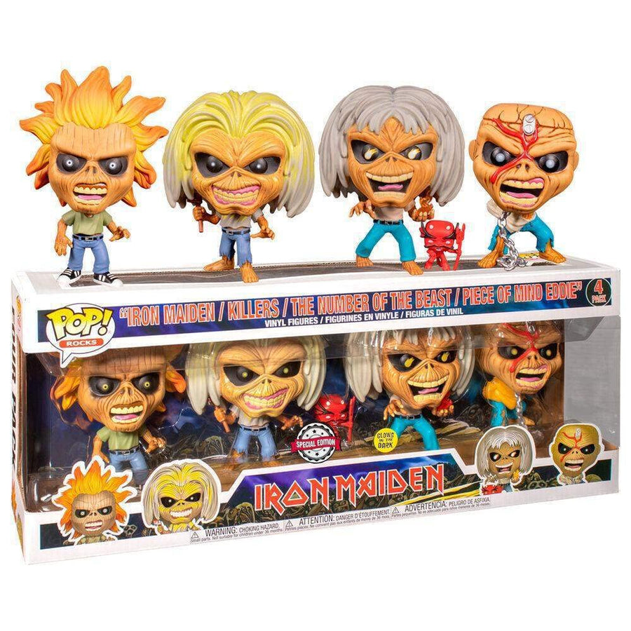 Funko POP! Rocks: Iron Maiden - “Live After Death/ Seventh Son/ Nights of the Dead/ Somewhere in Time” 4 Pack (Glows in the Dark)