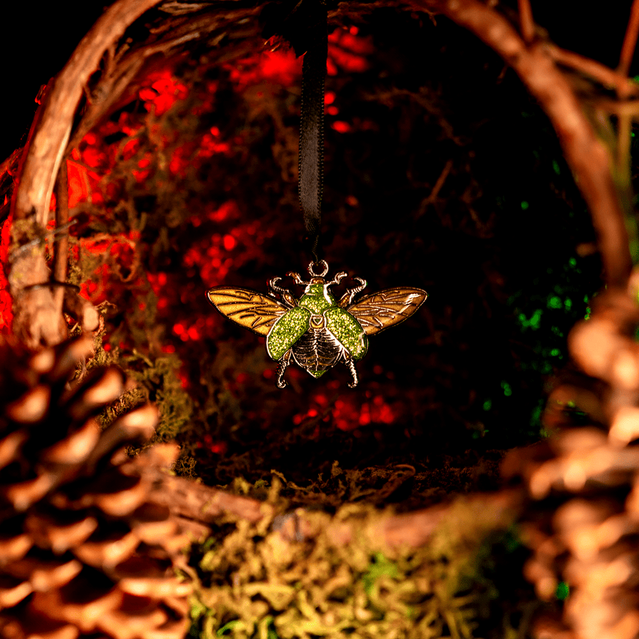 Christmas Beetle Enamel Ornament