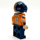 #10 QB Broncos Football Player Minifig made using LEGO parts - B3 Customs