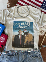 God Bless America Cowboy Trump Graphic Tee