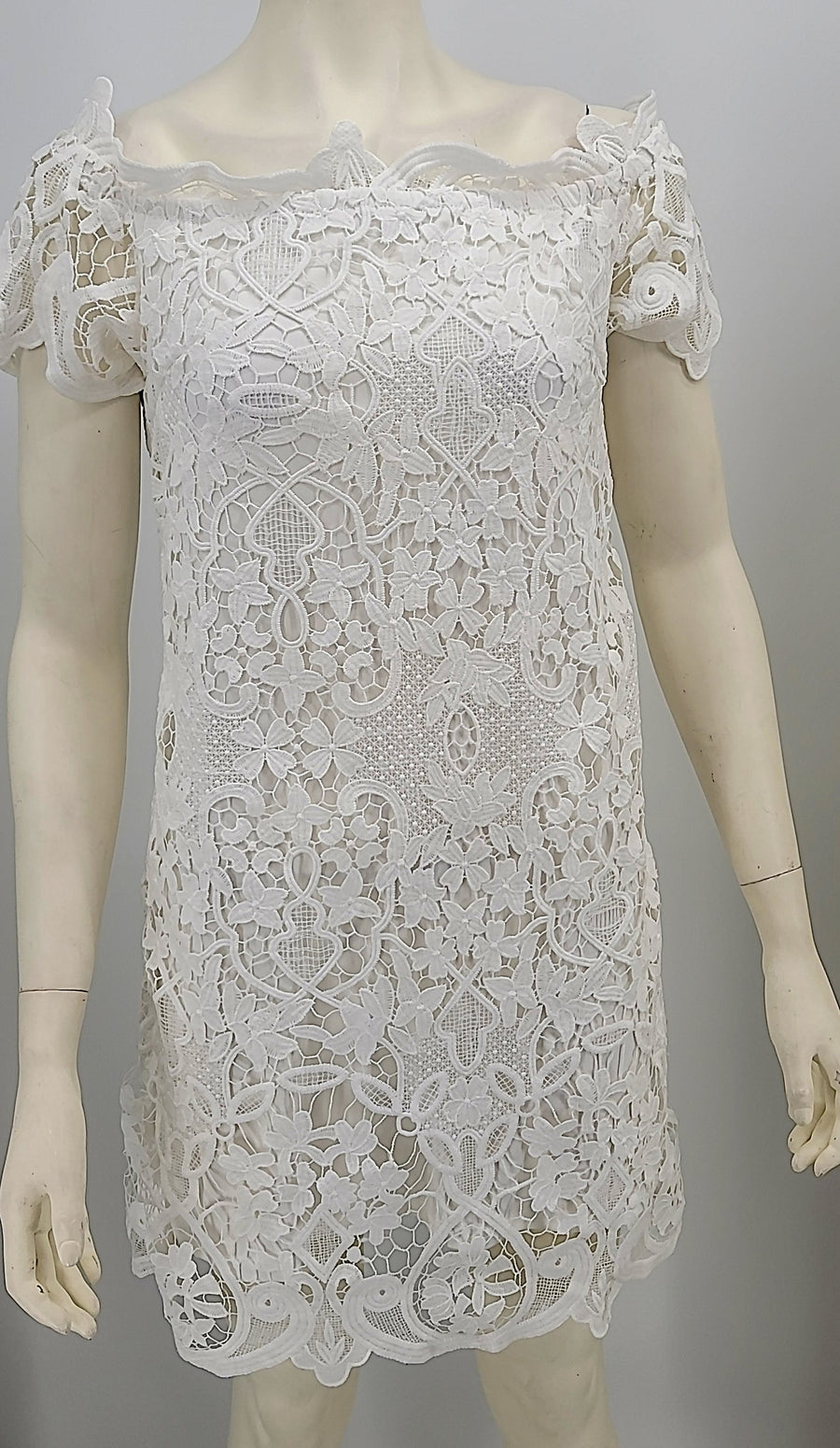 Lush Women Dress Lace Slash Neck Backless Sexy Elegant Shoulder,Medium