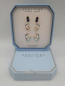 Unwritten 14K Gold Flash Plated 3-Pieces Cubic Zirconia Hoop Dainty Earrings