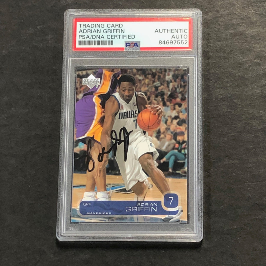 2002-03 Upper Deck Basketball #30 Adrian Griffin Signed Card AUTO PSA Slabbed Mavericks